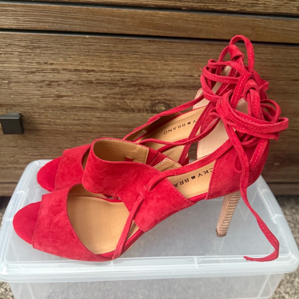 Elegant Red Suede Heels by Lucky Brand